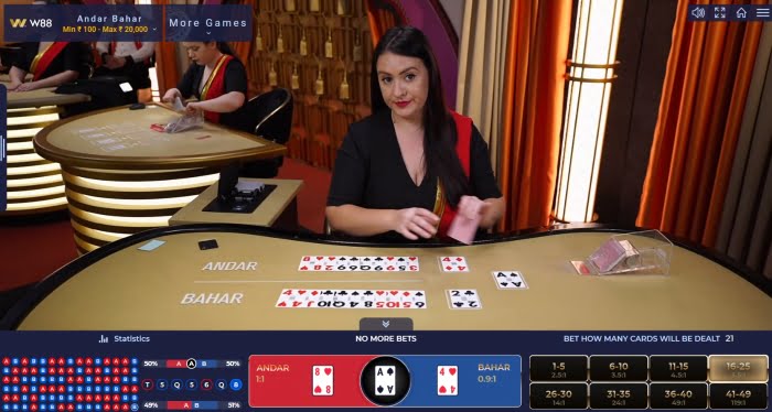 FUN88 live casino andar bahar online gameplay India